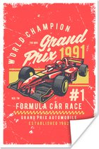 Poster Mancave - Formule 1 - Raceauto - Retro - 40x60 cm - Vaderdag cadeau - Geschenk - Cadeautje voor hem - Tip - Mannen