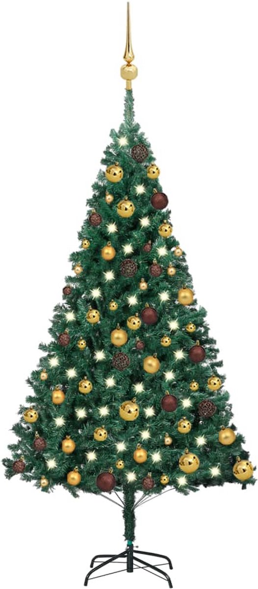VidaLife Kunstkerstboom met LED's en kerstballen 120 cm PVC groen