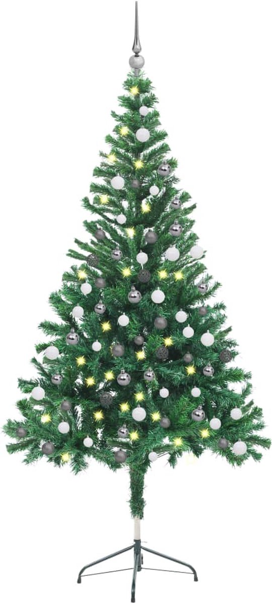 VidaLife Kunstkerstboom met LED's en kerstballen 380 takken 150 cm