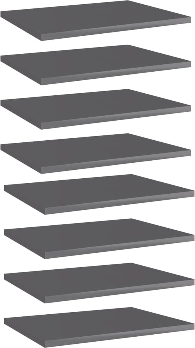 VidaLife Wandschappen 8 st 40x30x1,5 cm spaanplaat hoogglans grijs