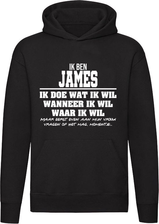 James | verjaardagkado | verjaardag kado | cadeau | grappig | jarig | Unisex | Trui | Sweater | Hoodie | Capuchon | Zwart