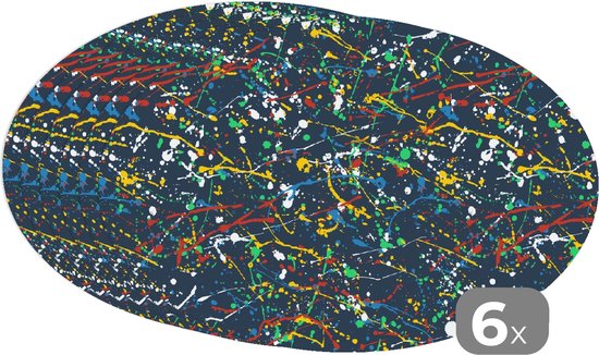 Napperons ovales - Sous-verres - Sets de table ovales - Motif - Peinture - Éclaboussures - 6 pièces