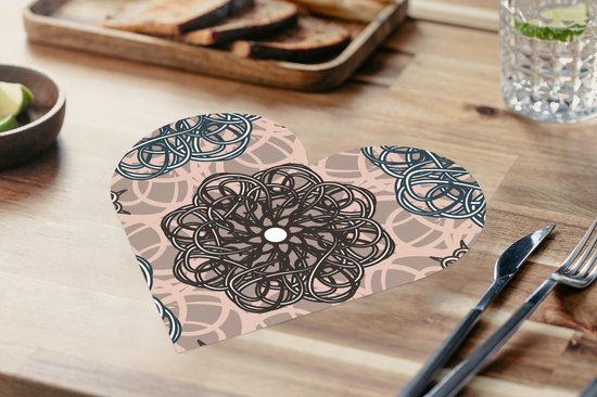 Onderleggers - Placemats - Placemats hartje - Patronen - Abstract - Bloemen - 10 stuks