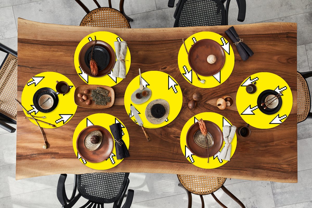 Ronde placemats - Onderlegger - Placemats rond - Muis - Patronen - Computer - 8 stuks