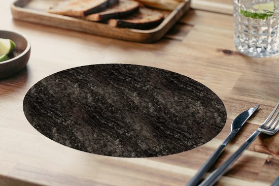 Napperons de table ovales - Sets de table - Sets de table ovales - Imprimé granit - Imprimé marbré - Motifs - Zwart - 10 pièces
