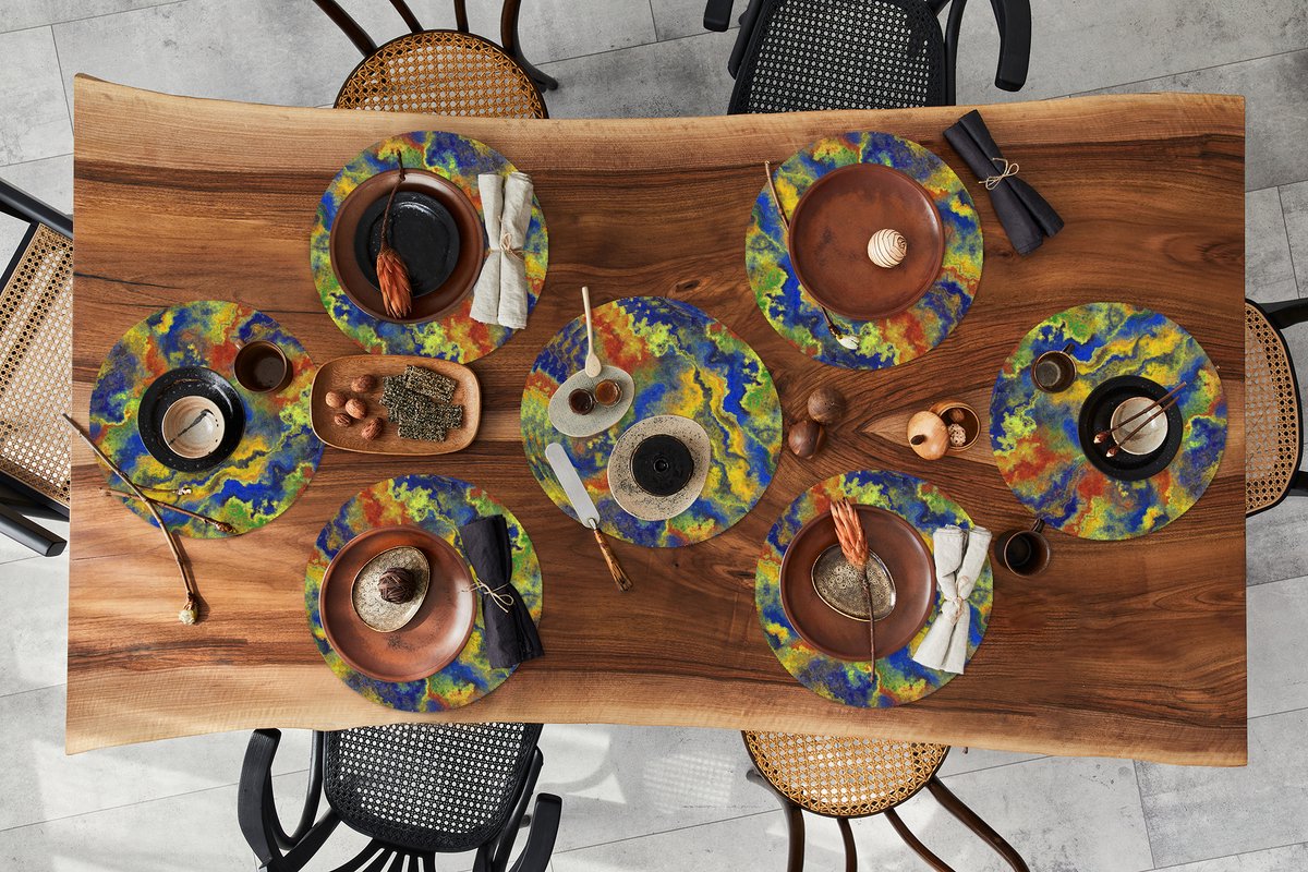 Ronde placemats - Onderlegger - Placemats rond - Abstract - Patronen - Verf - 10 stuks