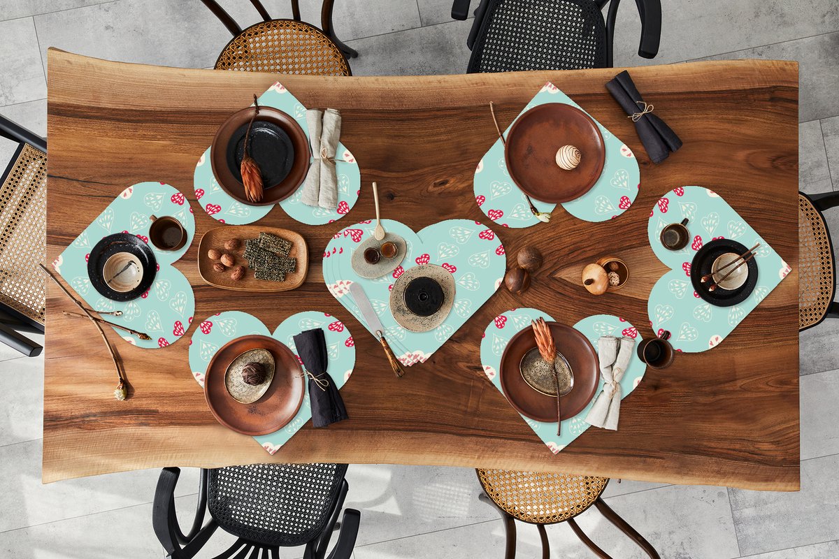 Onderleggers - Placemats - Placemats hartje - Hartjes - Patronen - Pastel - 10 stuks