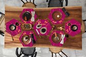 Napperons hexagon - Sets de table - Set de table hexagone - Rose - Oranje - Art Nouveau - Motifs - 10 pièces