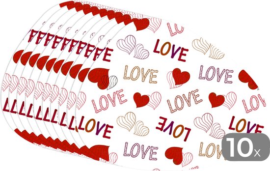 Set de table bio - Napperons bio - Sets de table - Amour - Coeur - Motifs - 10 pièces