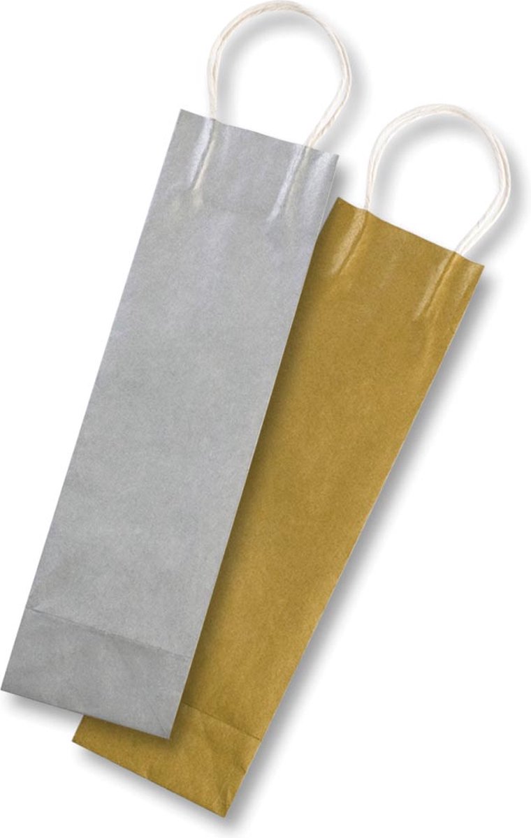 Folia papieren kraft zak voor flessen, 110 g/m², goud en zilver, pak van 6 stuks 25 stuks