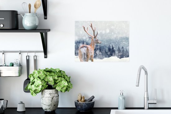 Affiche Hiver - Cerf - Animaux - 40x30 cm