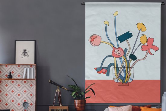 Wandkleed - Wanddoek - Bloemen - Retro - Pastel - 150x200 cm - Wandtapijt