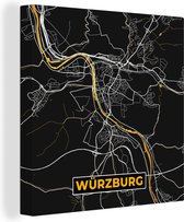 Canvas Schilderij Stadskaart – Plattegrond – Duitsland – Goud – Würzburg – Kaart - 50x50 cm - Wanddecoratie
