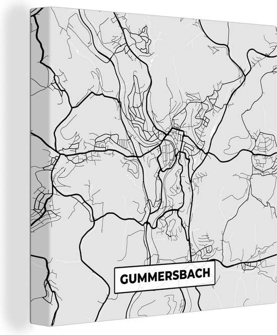 Canvas Schilderij Kaart - Plattegrond - Duitsland - Gummersbach - Stadskaart - Wanddecoratie