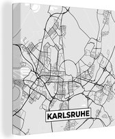 Canvas Schilderij Karlsruhe - Kaart - Plattegrond - Stadskaart - Duitsland - 90x90 cm - Wanddecoratie