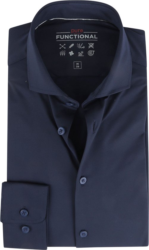 Pure - Functional Overhemd Donkerblauw - Heren - Slim-fit