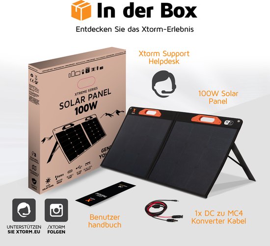 Xtorm / Draagbaar zonnepaneel - Solar panel / Geschikt voor outdoor - 100W - Zwart van Xtorm — afbeelding 3