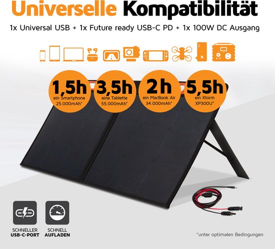 Xtorm / Draagbaar zonnepaneel - Solar panel / Geschikt voor outdoor - 100W - Zwart van Xtorm — afbeelding 4