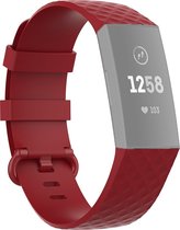Mobigear Siliconen Watch bandje geschikt voor Fitbit Charge 3 Bandje Gespsluiting | Mobigear Cross - Rood