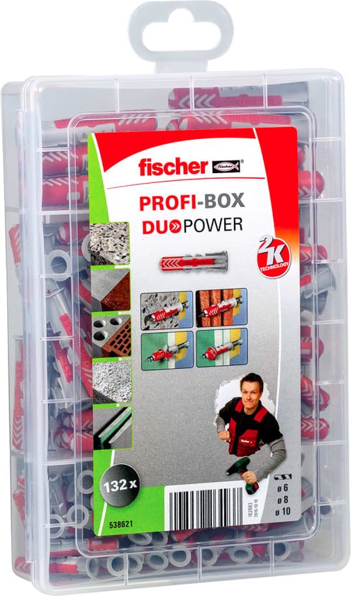 fischer Meister-Box DUOPOWER Schraube, Dübel hellgrau/rot, 160-teilig