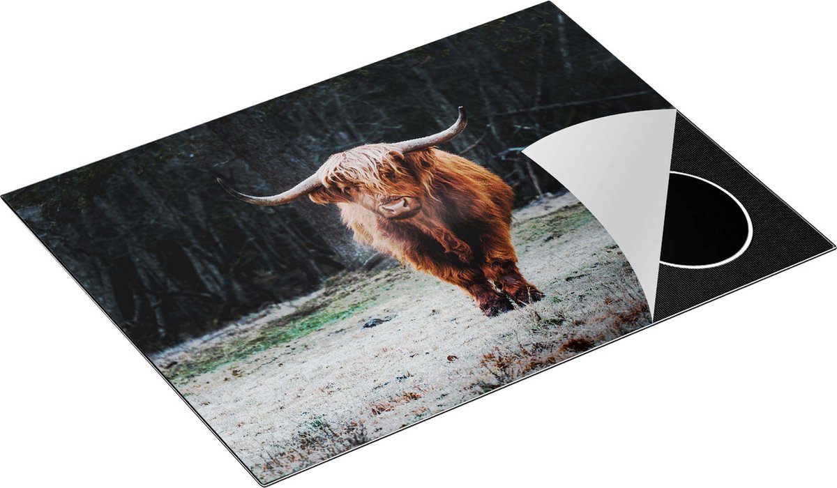 Chefcare Inductie Beschermer Schotse Hooglander bij het Bos - 70x55 cm - Afdekplaat Inductie - Kookplaat Beschermer - Inductie Mat