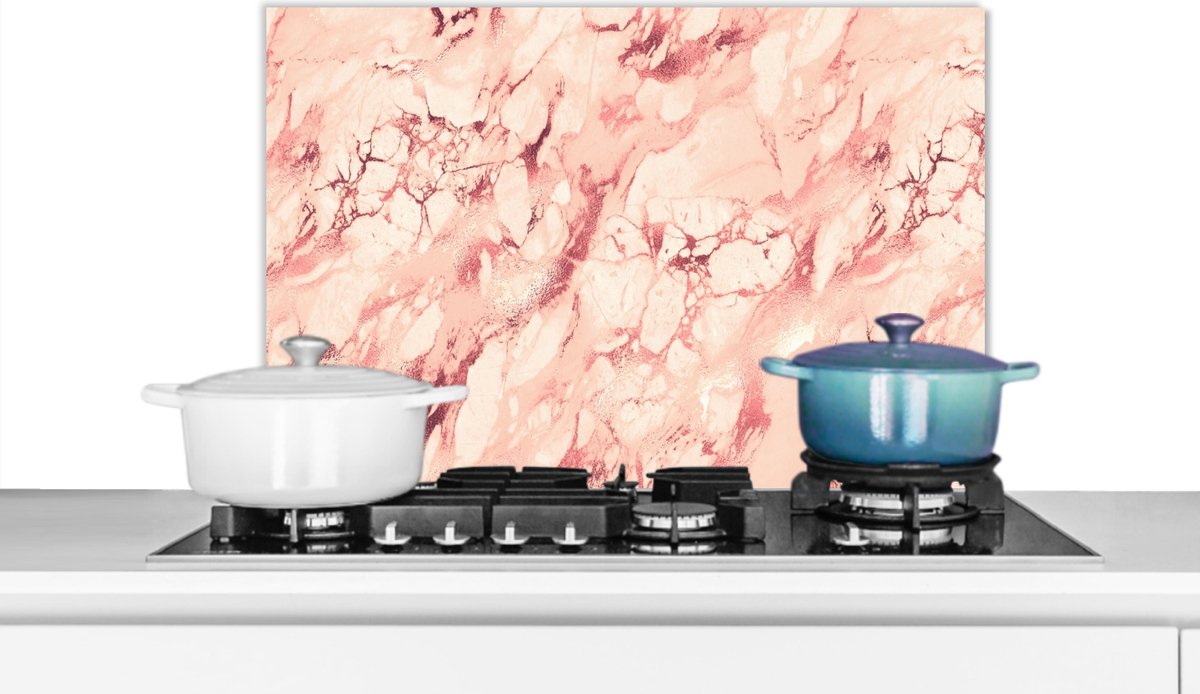 Spatscherm - Marmerlook - Roze - Glitter - Luxe - Design - Spatwand keuken - 60x40 cm - Muurbeschermer