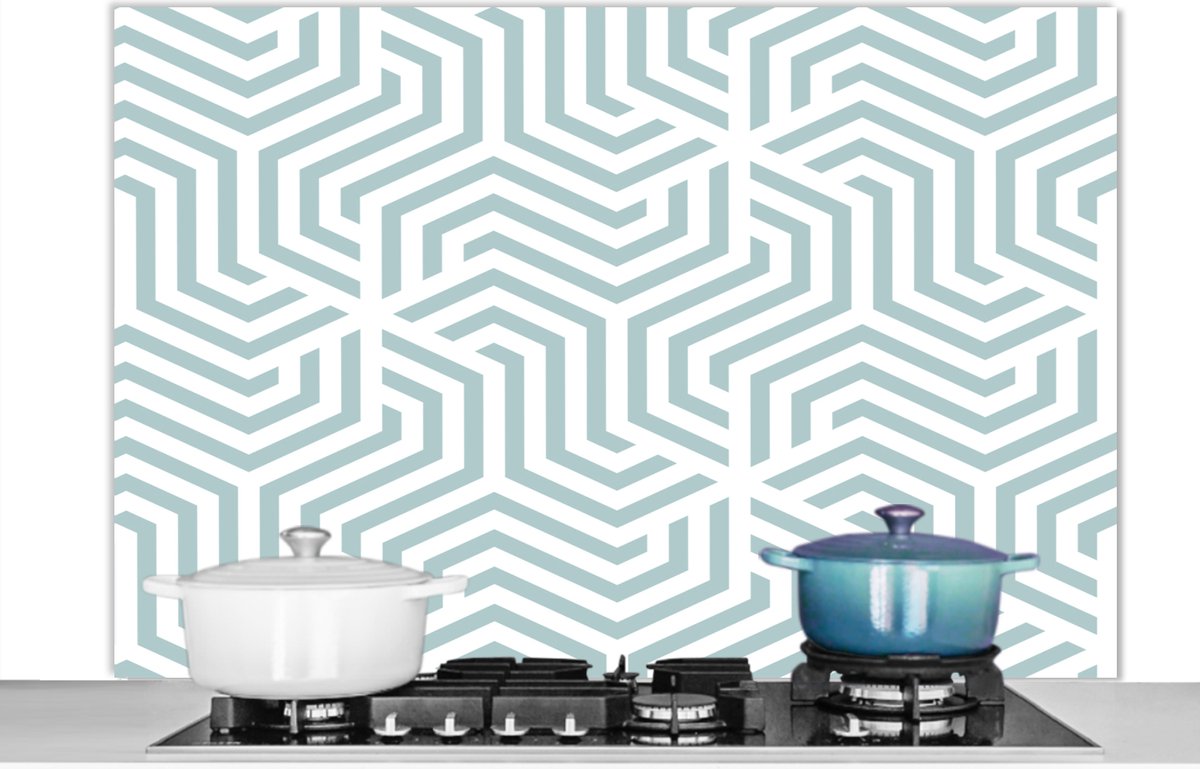 Spatscherm - Design - Keuken - Lijn - Groen - Spatwand - 120x80 cm - Achterwand keuken