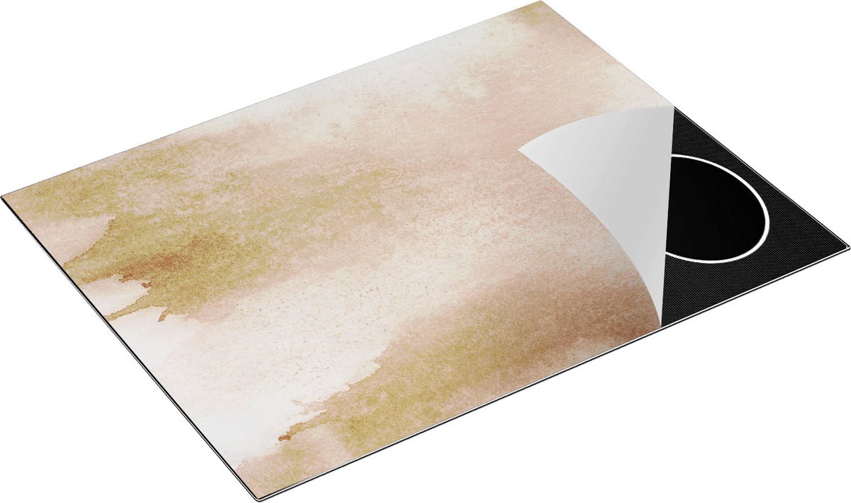 Chefcare Inductie Beschermer Abstracte Kunst - Beige - 77x59 cm - Afdekplaat Inductie - Kookplaat Beschermer - Inductie Mat