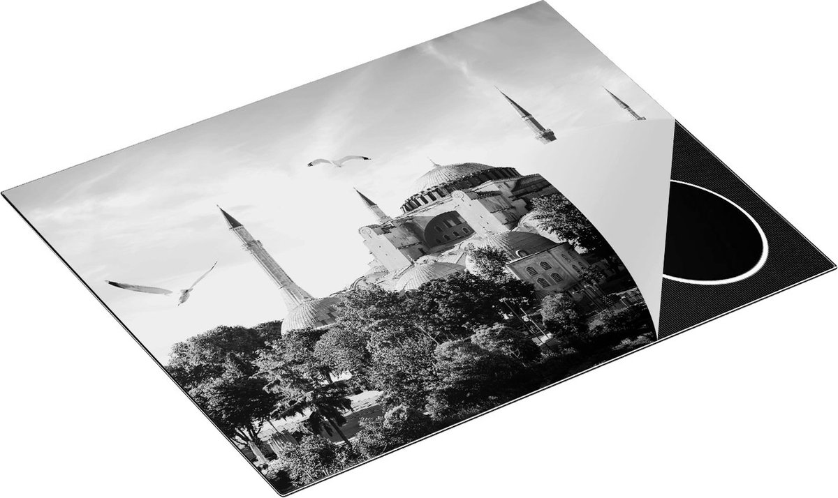 Chefcare Inductie Beschermer Hagia Sophia Moskee in Istanbul - Zwart Wit - 65x52 cm - Afdekplaat Inductie - Kookplaat Beschermer - Inductie Mat
