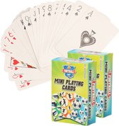 3x pakjes mini voetbal thema speelkaarten 6 x 4 cm in doosje van karton - Handig formaatje kleine kaartspelletjes