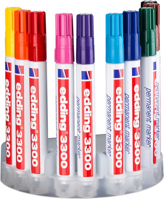 Edding 3300 Permanent Marker - Boîte Présentoir - Assortiment De 10 Marqueurs N 01 10