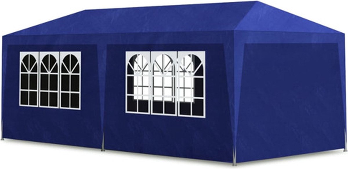 VidaXL Partytent - 3x6 m + 6 zijwanden - Blauw