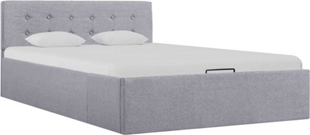 vidaXL - Bedframe - met - hydraulische - opslag - stof - lichtgrijs - 120x200 - cm