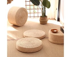 Fine Asianliving Poef Handgevlochten Naturel Lisdodde D50xH20cm Chinese Meubels Oosterse Kast