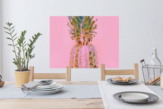 Stickers muraux - Film autocollant - Peinture - Ananas - Rose - Été - 80x60 cm - Film adhésif - Stickers muraux chambre d'enfant - Papier peint autocollant - Papier peint autocollant - Film autocollant