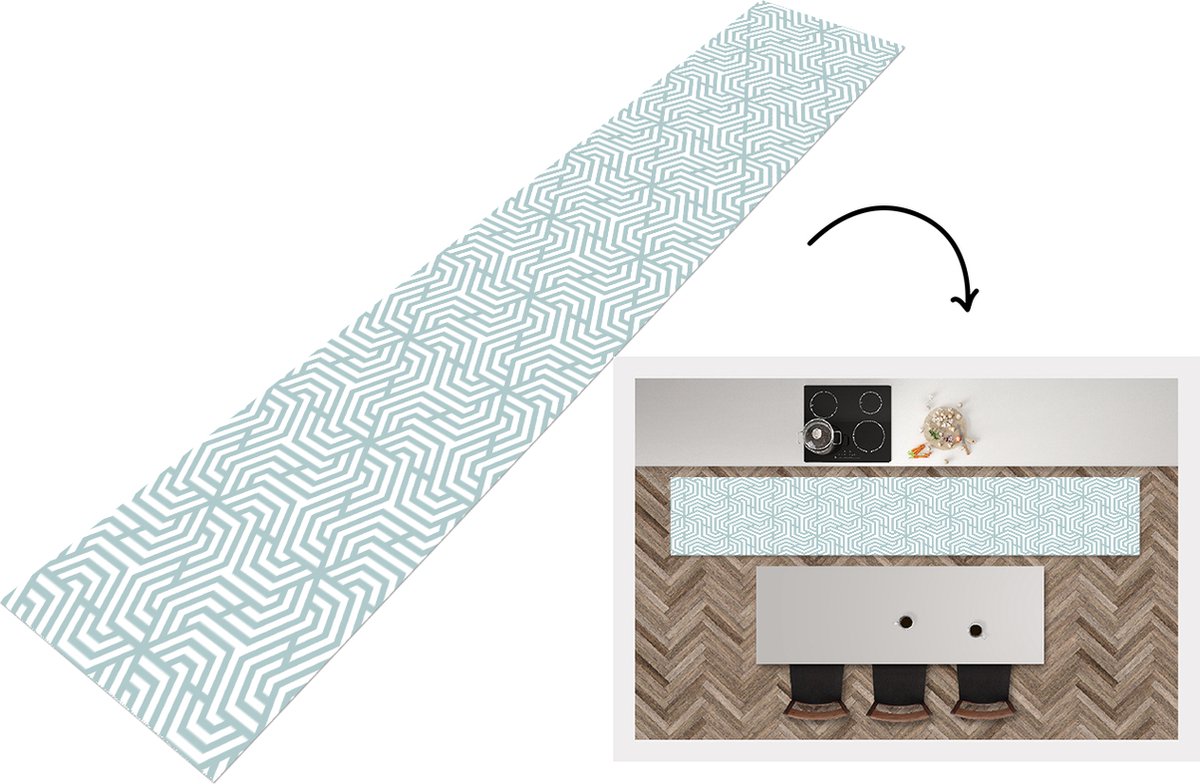 KitchenYeah Keukenloper - Keukenmat - Patronen - Abstract - Driehoek - Geometrie - 360x60 cm - Keuken vloerkleed Multicolor