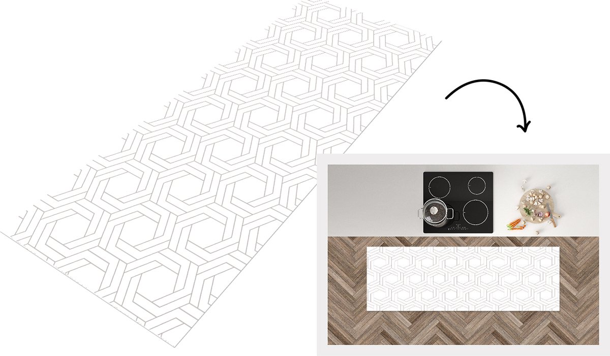 KitchenYeah Keukenloper - Loper keuken - Design - Geometrie - Patronen - Abstract - 150x50 cm - Keukenloper vinyl Multicolor