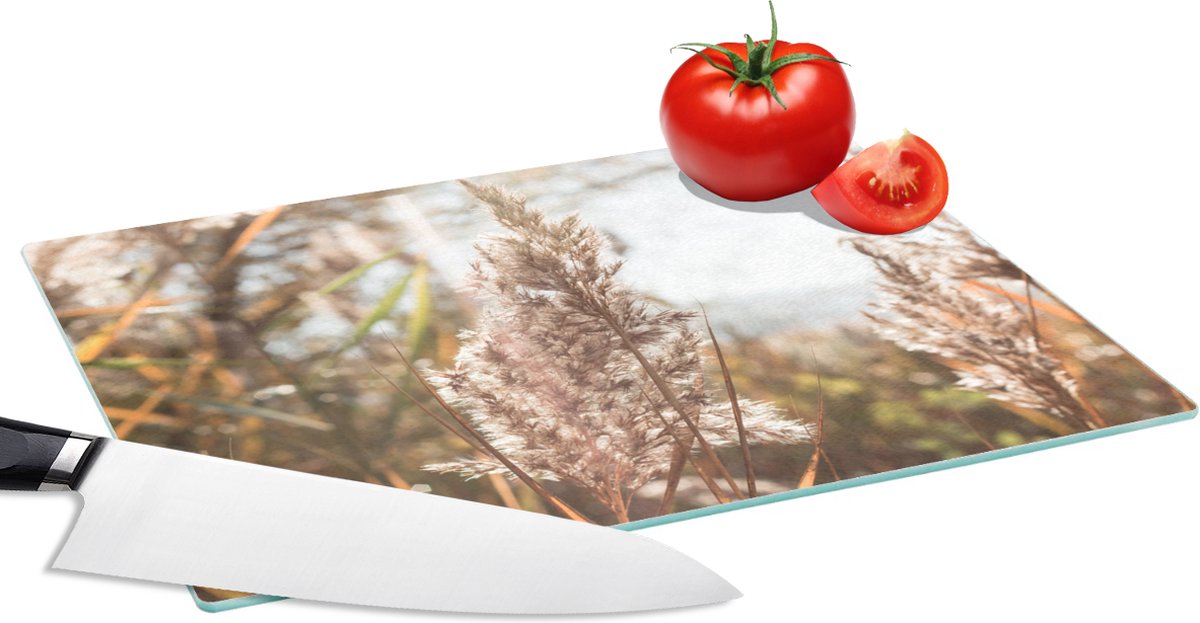 Glazen Snijplank - 28x20 - Riet - Zon - Plant - Snijplanken Glas