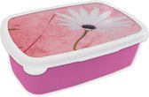 Broodtrommel Roze - Lunchbox - Brooddoos - Bloemen - Roze - Vintage - 18x12x6 cm - Kinderen - Meisje