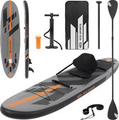Bol.com Opblaasbare Stand Up Paddle Board met Kayak Seat 320x82x15 cm Grijs/Oranje PVC aanbieding