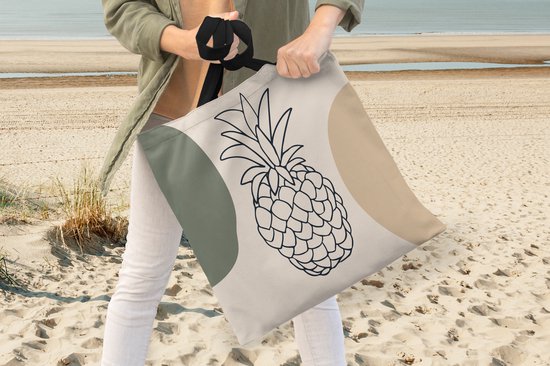 Sac bandoulière - Sac de plage - Shopper Fruit - Pastel - Ananas - 40x40 cm - Sac coton