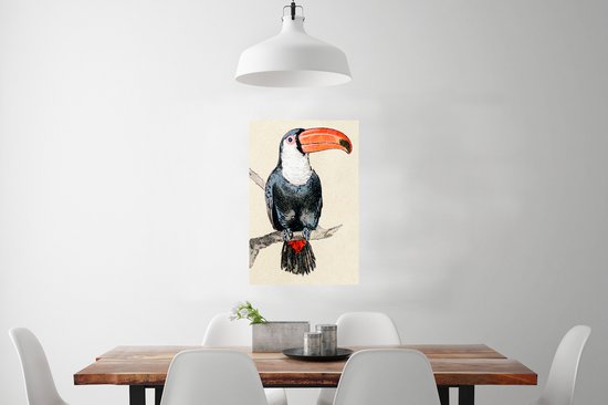 Une illustration colorée d'un poster toucan 60x90 cm - Tirage photo sur Poster (décoration murale salon / chambre) / Poster Vogels