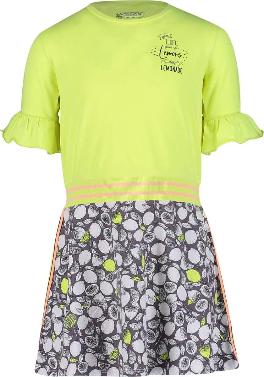 4PRESIDENT Meisjes jurk - Neon Yellow - Maat 152 - Meisjes jurken