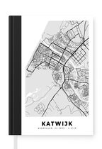 Notitieboek - Schrijfboek - Stadskaart - Katwijk - Grijs - Wit - Notitieboekje klein - A5 formaat - Schrijfblok - Plattegrond