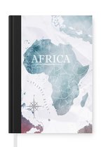 Notitieboek - Schrijfboek - Wereldkaart - Afrika - Blauw - Notitieboekje klein - A5 formaat - Schrijfblok