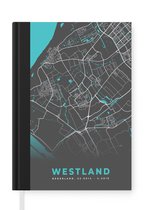Notitieboek - Schrijfboek - Stadskaart - Westland - Grijs - Blauw - Notitieboekje klein - A5 formaat - Schrijfblok - Plattegrond