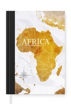 Notitieboek - Schrijfboek - Wereldkaart - Afrika - Goud - Notitieboekje klein - A5 formaat - Schrijfblok