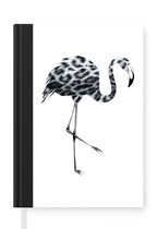 Notitieboek - Schrijfboek - Flamingo - Zwart-Wit - Panterprint - Notitieboekje klein - A5 formaat - Schrijfblok