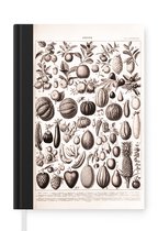 Notitieboek - Schrijfboek - Fruit - Eten - Zwart - Wit - Notitieboekje klein - A5 formaat - Schrijfblok