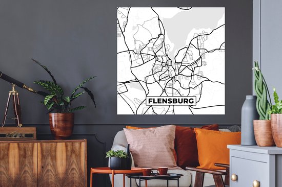 Stickers muraux - Flensbourg - Carte - Carte - Plan de la ville - 100x100 cm - Feuille adhésive XXL